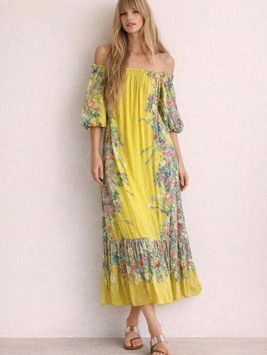 Anthropologie Dresses & Skirts - by Anthropologie Eliora Off the shoulder Floral Maxi Dress Small *Missing Belt